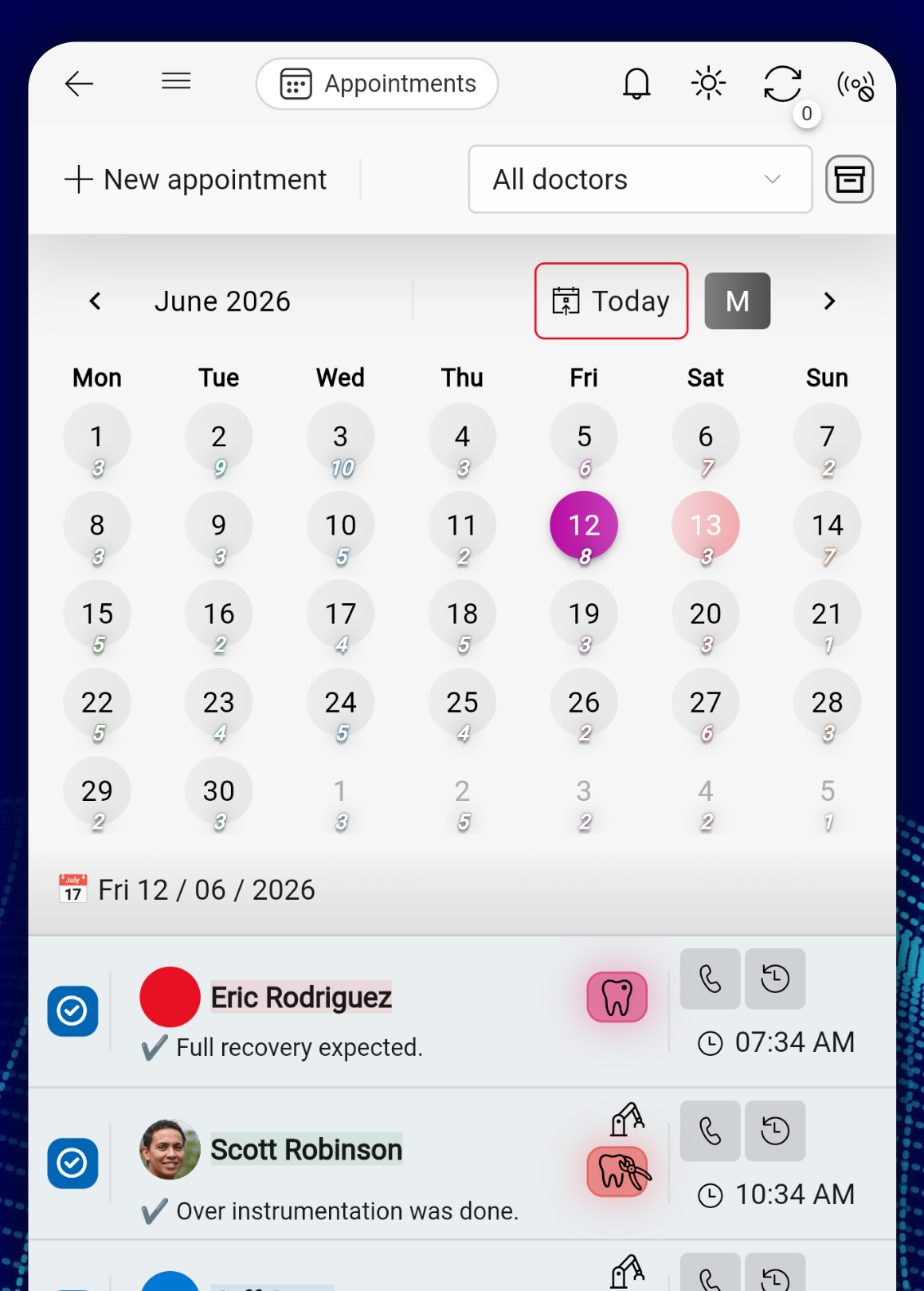 ChatDENT Android appointments