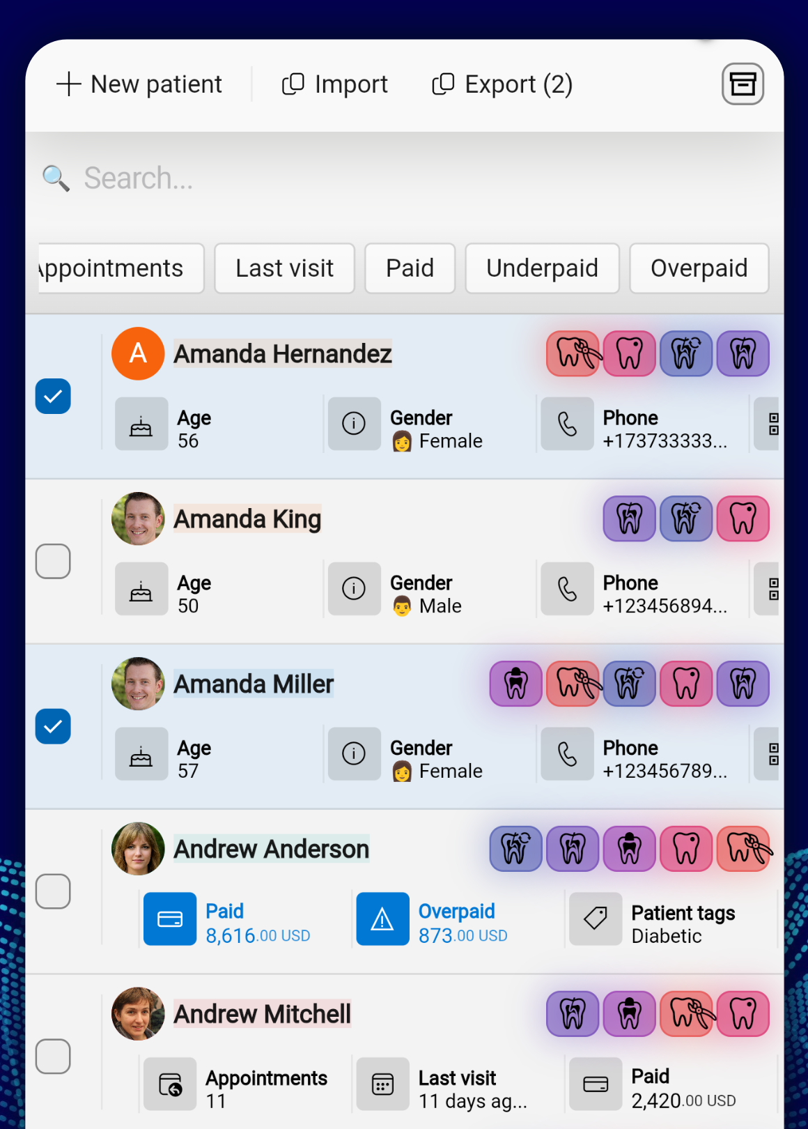 ChatDENT Android patients screen